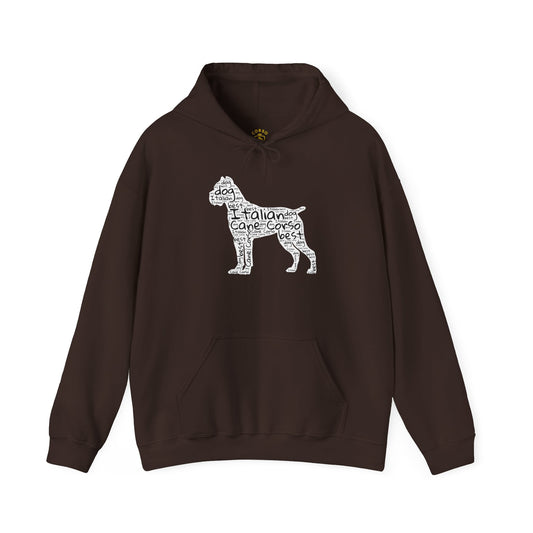 Cane Corso Word Cloud Silhouette Hoodie