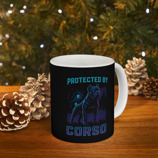 Ceramic Mug Cyberpunk Cane Corso Strength and Loyalty Design