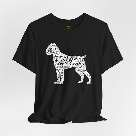 Cane Corso Word Cloud Silhouette T-Shirt