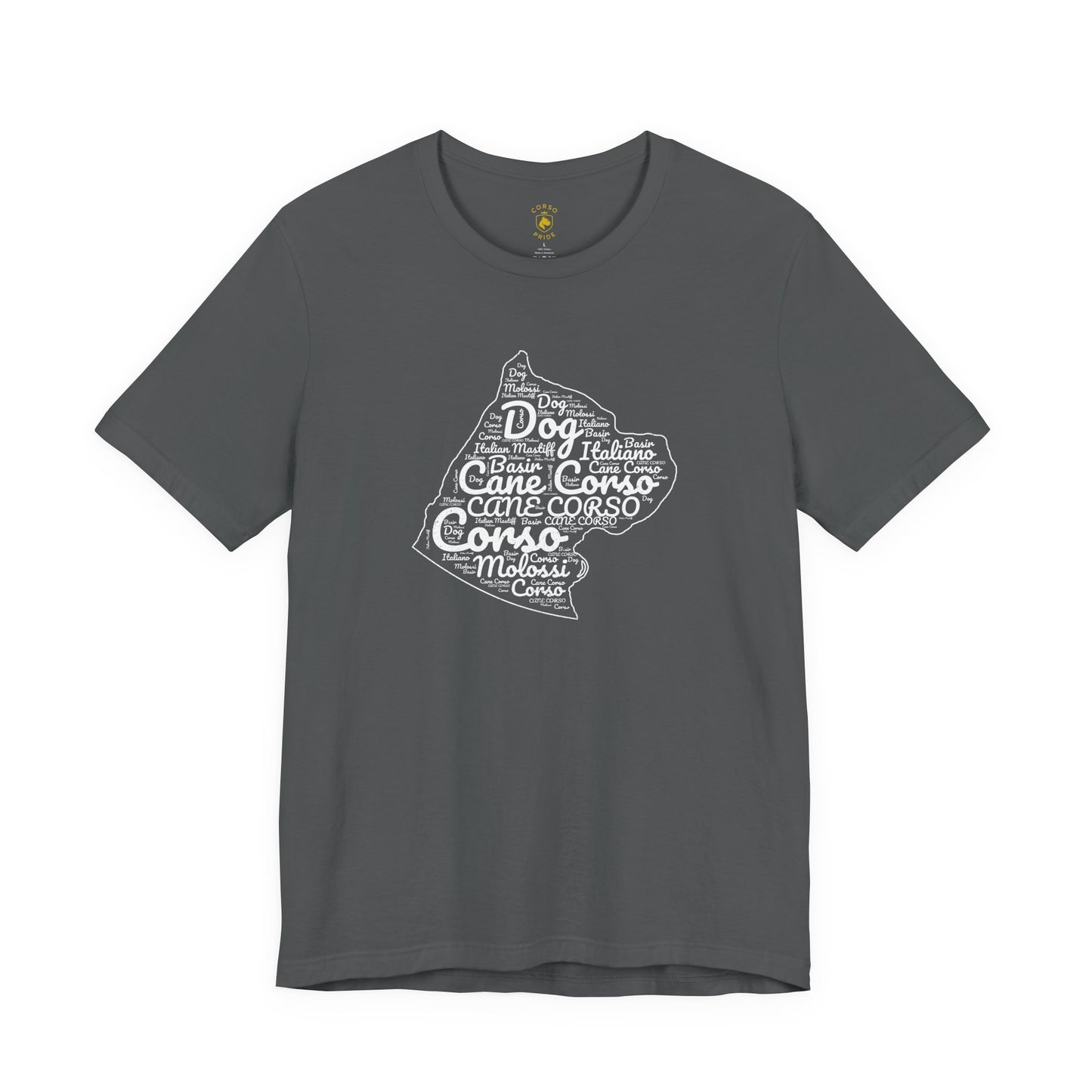 Cane Corso Word-Cloud Silhouette T-shirt