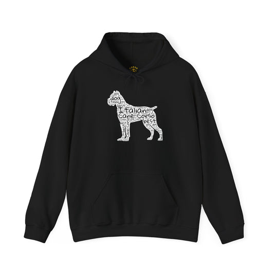Cane Corso Word Cloud Silhouette Hoodie