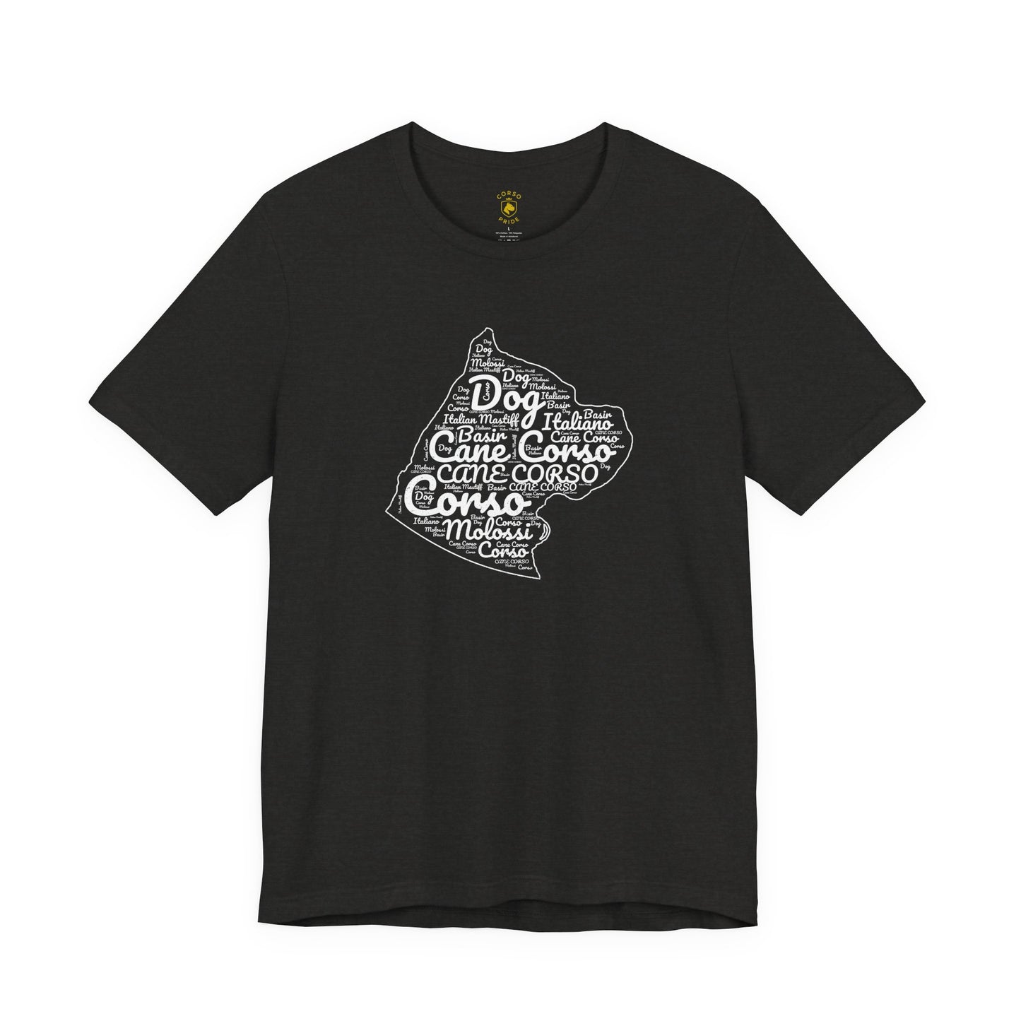 Cane Corso Word-Cloud Silhouette T-shirt