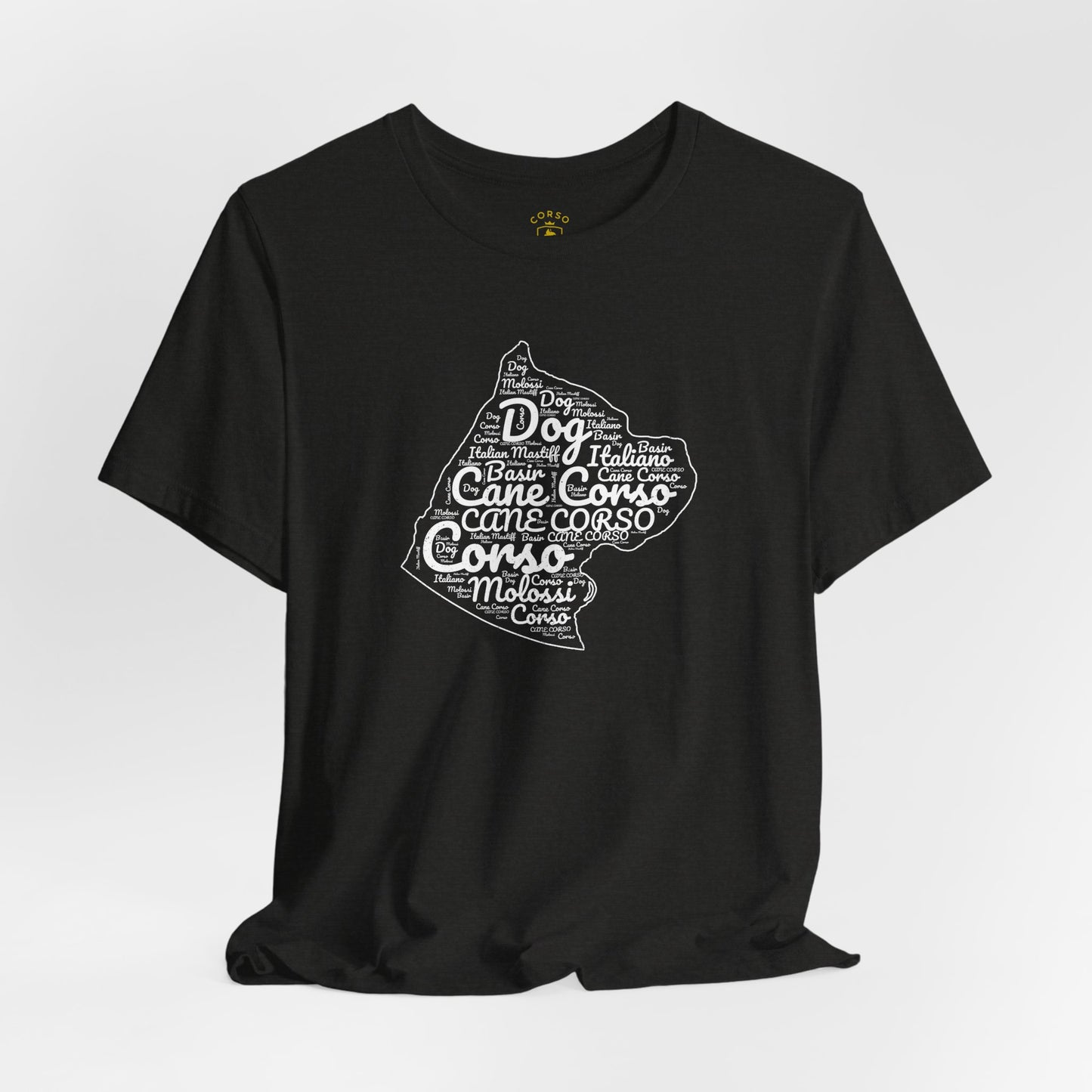 Cane Corso Word-Cloud Silhouette T-shirt