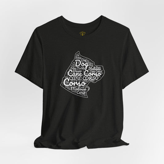 Cane Corso Word-Cloud Silhouette T-shirt