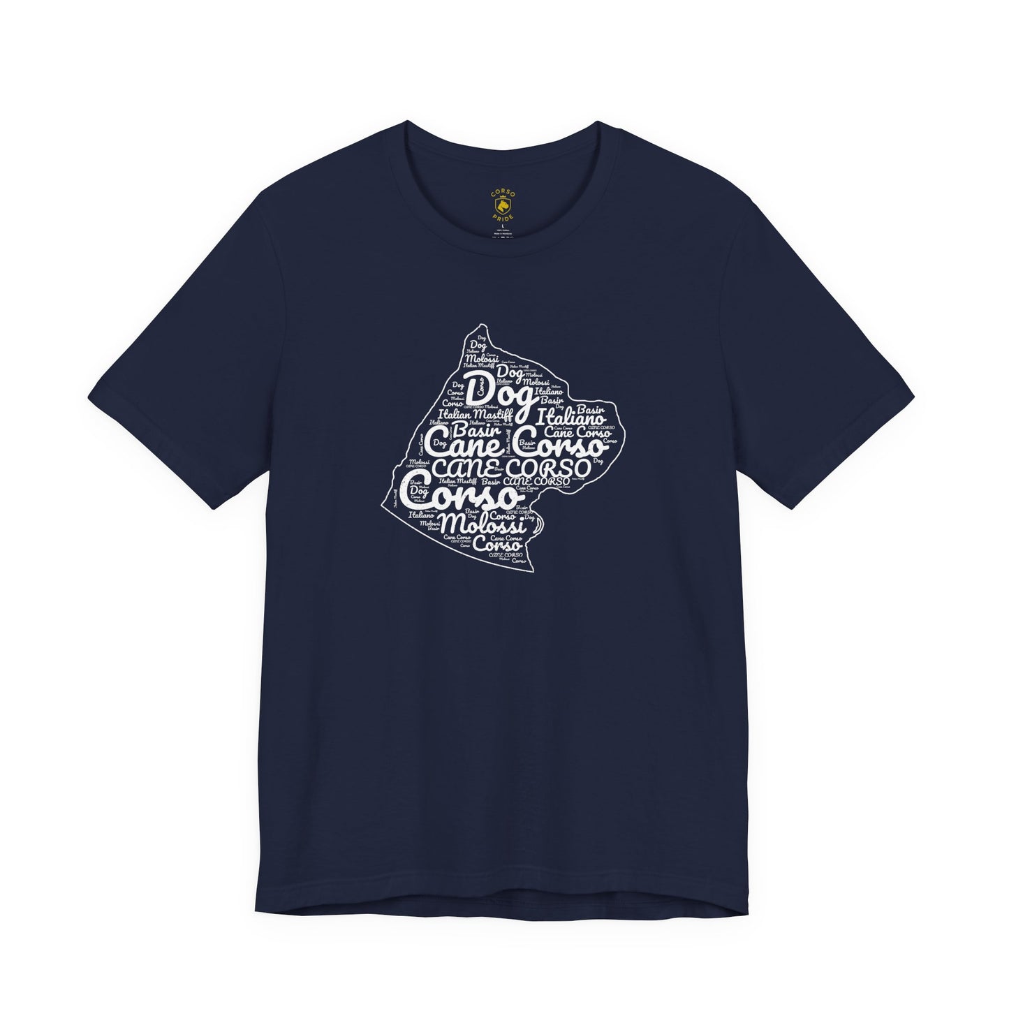 Cane Corso Word-Cloud Silhouette T-shirt