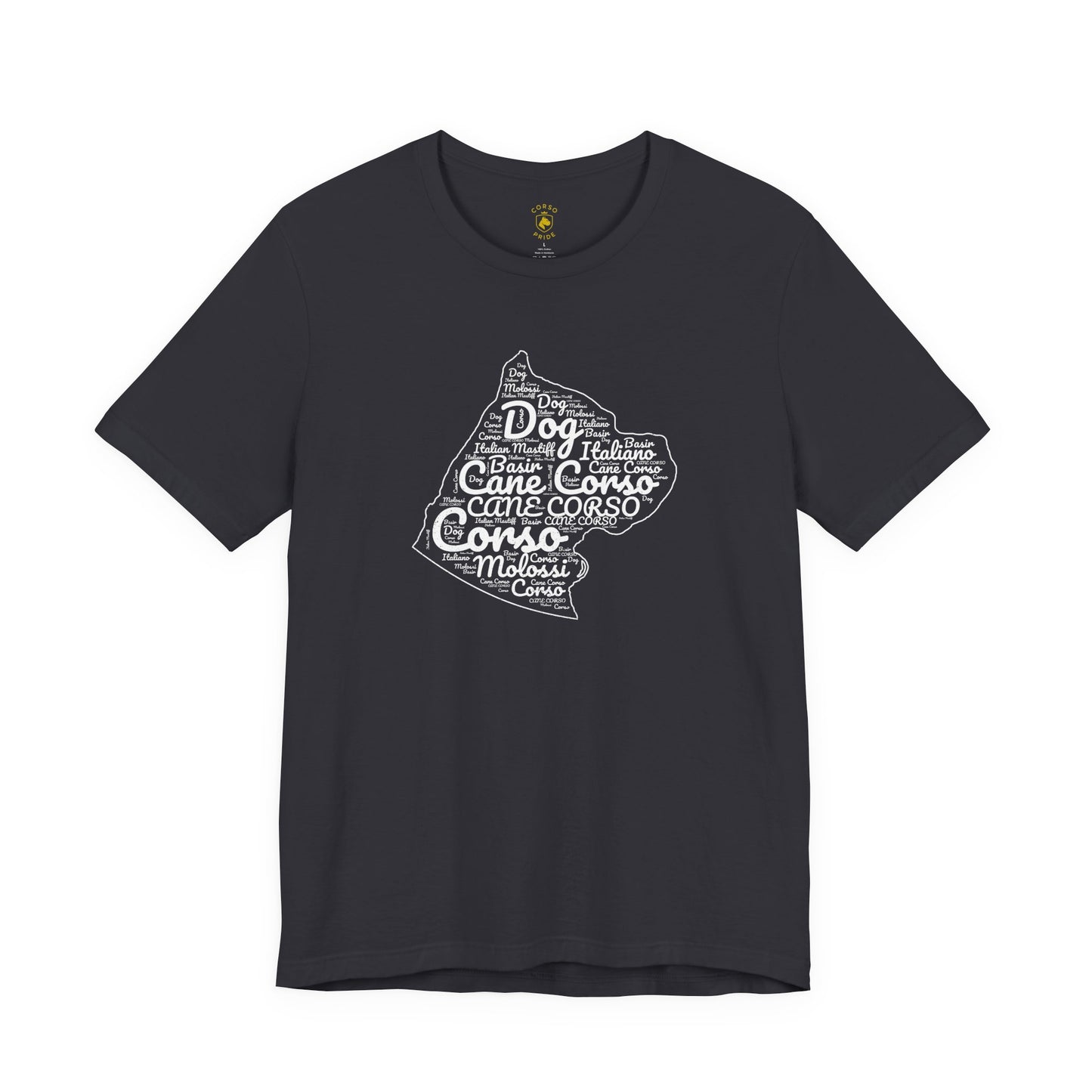 Cane Corso Word-Cloud Silhouette T-shirt