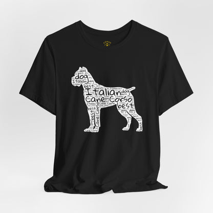 Cane Corso Word Cloud Silhouette T-Shirt