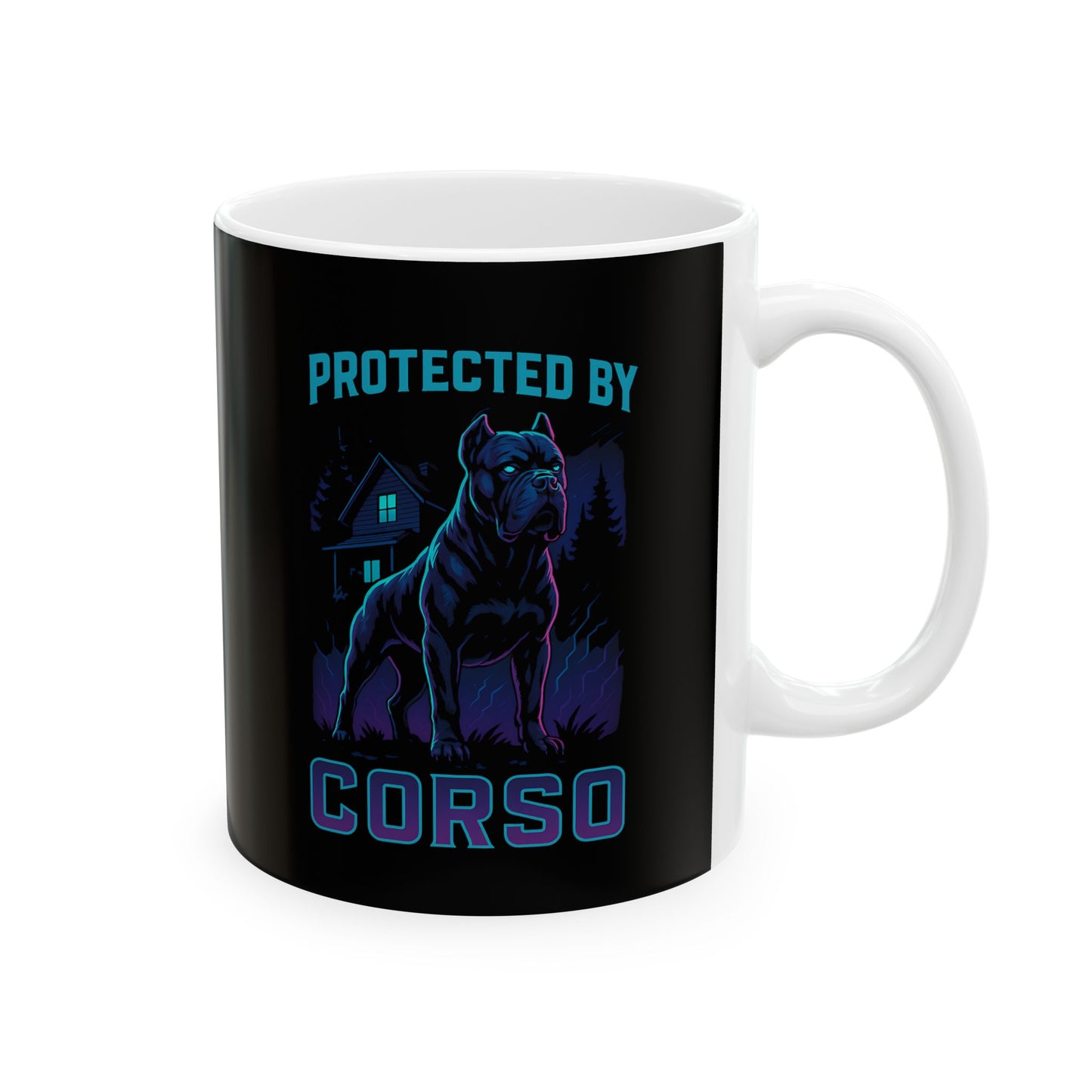Ceramic Mug Cyberpunk Cane Corso Strength and Loyalty Design